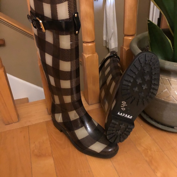 Ralph Lauren Rossalyn ll black and cream Rainboots - Picture 6 of 8